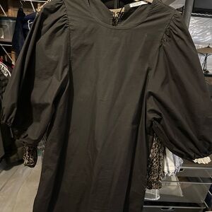 Black Puff Sleeve Dress Poplin by Stateside. Size Medium